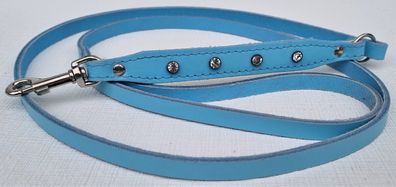 Hundeleine, Leine+ Kristallen, Echt Leder 130cm, Blau -28