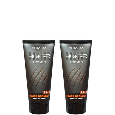 Soleo/ Hunter for Men 2-in-1 Power Bronzer Face & Body 2x150 ml/ Solariumkosmetik
