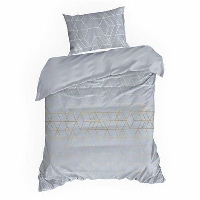 Bettwäsche Kissenbezug Bettbezug 140x200cm grau Abstrakt 2tlg Bettwaren Set Modern