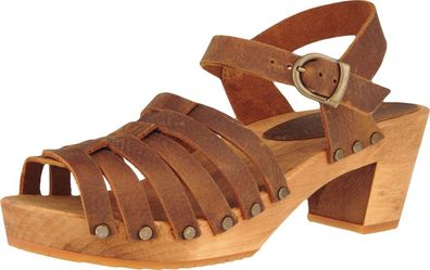 Sanita Clogs Damen Sandale Wood-Silo Square Sandal Chestnut