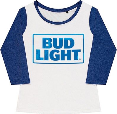Budweiser Bud Light Swatches Girly Baseball Tee Damen T-Shirt White-Blue