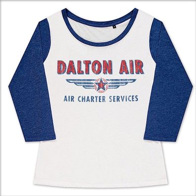 MacGyver Daltons Air Charter Service Girly Baseball Tee Damen T-Shirt White-Blue