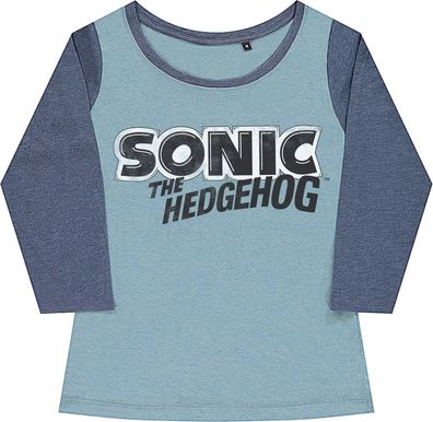 Sonic The Hedgehog Classic Logo Girly Baseball Tee Damen T-Shirt Seafoam-Denim