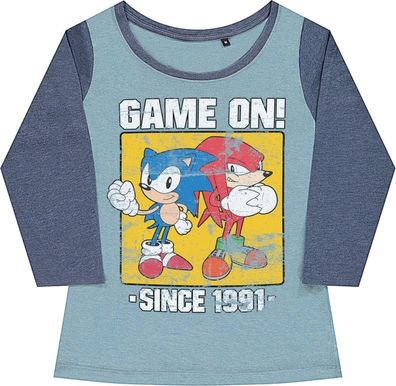 Sonic The Hedgehog Sonic Game On Since 1991 Baseball Girly Tee Damen T-Shirt Seafo...