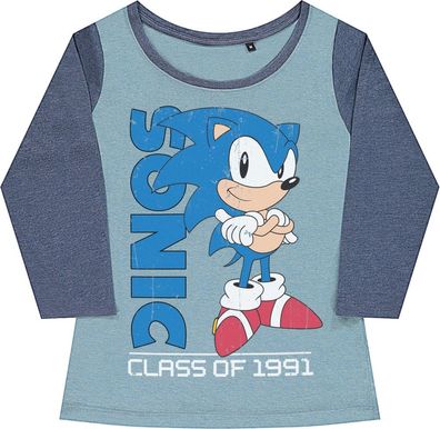 Sonic The Hedgehog Class Of 1991 Girly Baseball Tee Damen T-Shirt Seafoam-Denim