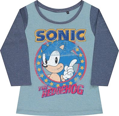 Sonic The Hedgehog Girly Baseball Tee Damen T-Shirt Seafoam-Denim