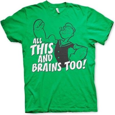 Popeye All This And Brains Too T-Shirt Green