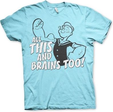 Popeye All This And Brains Too T-Shirt Skyblue