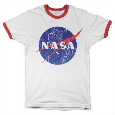 NASA Washed Insignia Ringer Tee T-Shirt White-Red