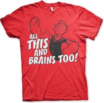 Popeye All This And Brains Too T-Shirt Red