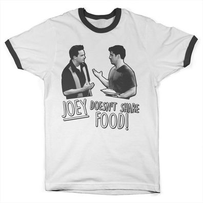 Friends Joey Doesn't Share Food Ringer Tee T-Shirt White-Black