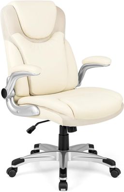 Bürostuhl, ergonomischer Chefsessel mit klappbaren Armlehnen, Schreibtischstuhl