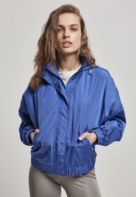 Urban Classics Damen Jacke Ladies Oversized Shiny Crinkle Nylon Jacket Sporty Blue