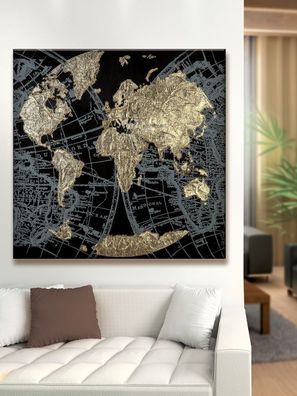 Gilde Gemälde "Golden Earth" gold/ schwarz/ grau handgemalt auf Leinwand H: 90 cm ...