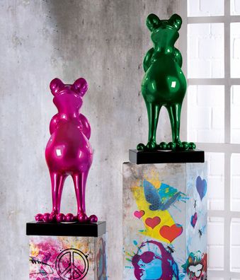 Gilde Skulptur "Frog" Kunstharz, Marmor pink 52361