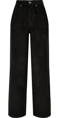 Urban Classics Damen Ladies High Waist 90´S Wide Leg Corduroy Pants Black