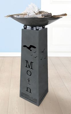 Gilde Schalenständer "Moin" mit Möwen bestehend aus Ständer und Schale antik grau ...