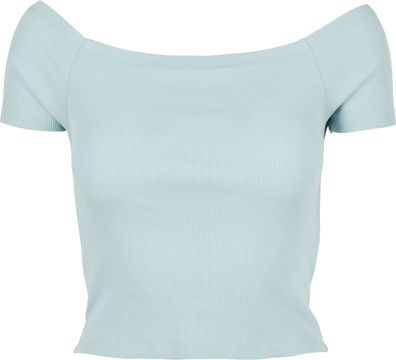 Urban Classics Damen T-Shirt Ladies Off Shoulder Rib Tee Seablue