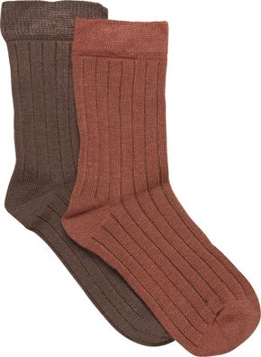 Minymo Kinder Socke Ankle Sock (2er Pack) Cocoa Brown