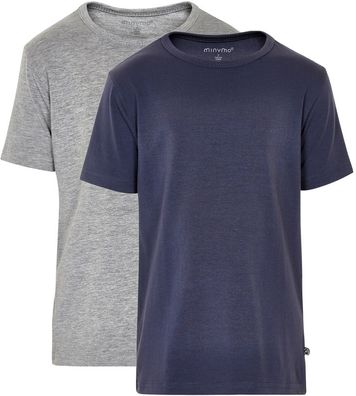 Minymo Kinder T-Shirts Basic 32 -T-Shirt (2-Pack) Pack W. 2 Colours Dark Navy
