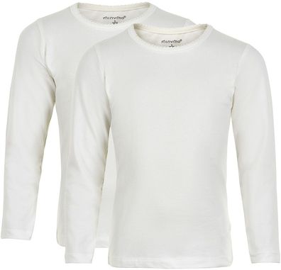 Minymo Kinder Longsleeve Basic 35 Langarm Shirt (2-Pack) White