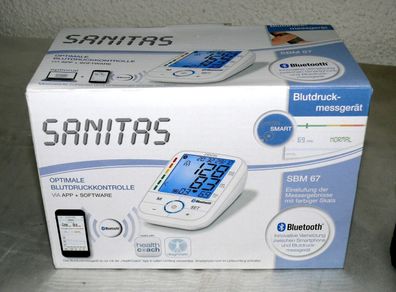 Sanitas SBM67 Blutdruck Messgerät Oberarm Ø 22/36cm APP LCD BT 4x30 Speicher