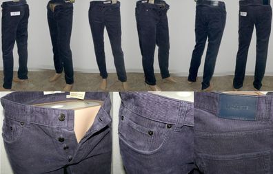 Lacoste HH 2755 CW Y4F Cord Jeans Slim Fit 5 Pocket Hose 100%Cotton W31 L34 Navy
