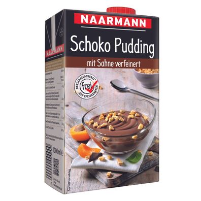 Naarmann Schoko Pudding mit Sahne verfeinert servierfertig 1000ml