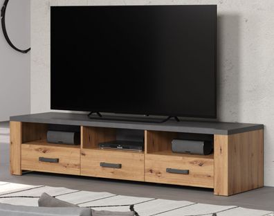 TV-Lowboard in Artisan Eiche grau Fernseher Unterschrank Flat TV Board Follow 180 cm