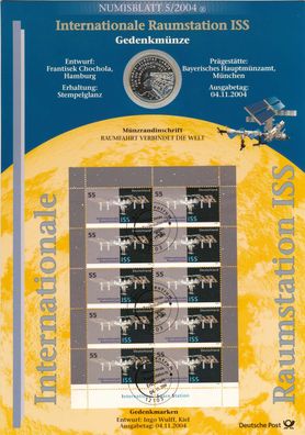 BRD 10 Euro 2004 D Internationale Raumstation Silber im Numisblatt*