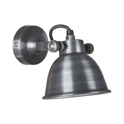 Wandlampe SILVER silber Industrie-Look dunkel gewischt aus Metall Fabrik