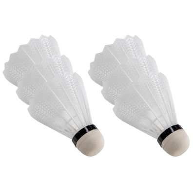 Federbälle (6 Stück) Badminton Federball weiß shuttles Kunststoff Nylon