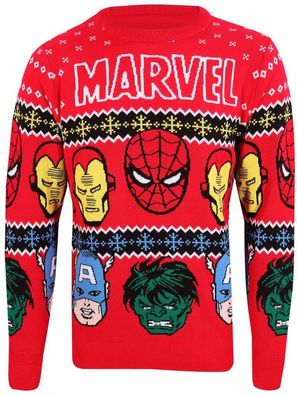 Marvel Comics - Faces (Knitted) Sweatshirt Red