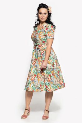 Queen Kerosin Sommerkleid mit Allover-Print im 50s-Look QK4211015456 Bunt