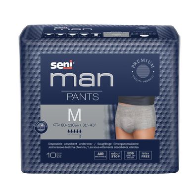Seni Man Pants, saugfähige Unterwäsche für Männer - M | Packung (10 Stück) (Gr. M)