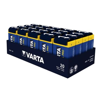 Varta Industrial Pro 4022 9V E-Block 6LR61 Blockbatterie - 20 Stück | Packung (20 Stü