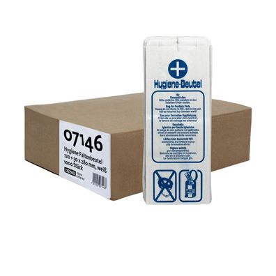 DEISS Hygienebeutel 07146, weiß mit blauem Aufdruck - Karton | Bündel (100 Beutel)