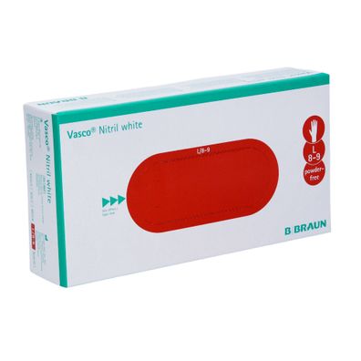 B. Braun Vasco® Nitril white Einmalhandschuhe - L / Weiß | Packung (100 Stück)