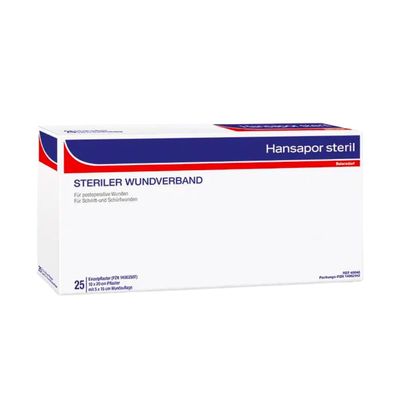 Hansapor steril, steriler Wundverband - 10 x 20 cm 25 Stück | Packung (25 Stück)