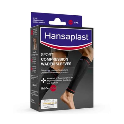 Hansaplast Sport Compression Waden Sleeves - Größe L/ XL | Packung (1 Paare)