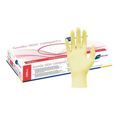 Meditrade Gentle Skin® Latexhandschuhe compact+ Einweghandschuh - S / Weiß | Packung