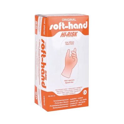 Soft-Hand HI-RISK Latexhandschuhe - 50 Stück - M / Blau | Packung (50 Handschuhe)