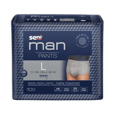 Seni Man Pants, saugfähige Unterwäsche für Männer - L | Packung (10 Stück) (Gr. L)