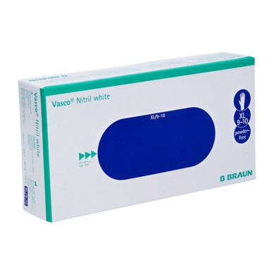 B. Braun Vasco® Nitril white Einmalhandschuhe | Karton (10 Packungen ) (Gr. Größe XL)