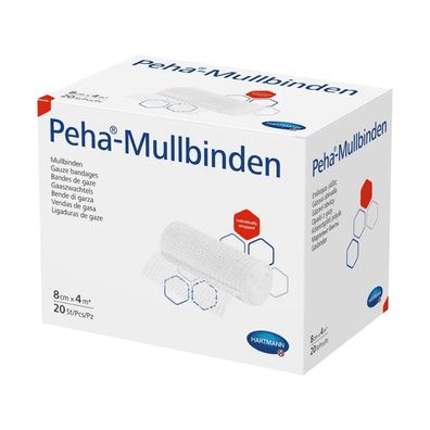 Hartmann Peha®-Mullbinden, lose im Karton - 20 Stück - 8 cm x 4 m | Packung (20 Stück