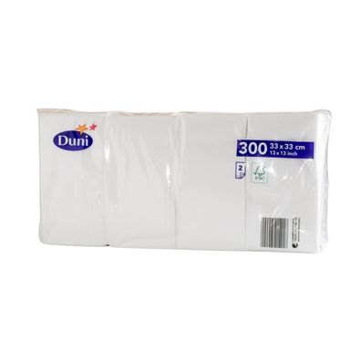 DUNI Tissue-Serviette, 33 x 33 cm 2-lagig in weiß - 300 Stück | Packung (300 Stück)