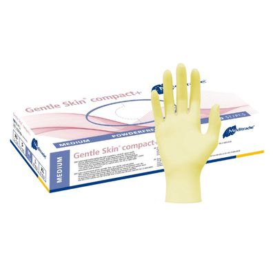 Meditrade Gentle Skin® Latexhandschuhe compact+ Einweghandschuh - M / Weiß | Packung