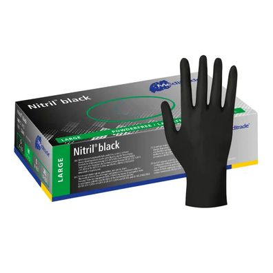 Meditrade Nitril Handschuhe black, puderfrei, schwarz, 100 Stk.- L / Schwarz | Packun