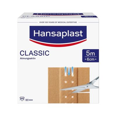 Hansaplast Classic, 5 m x 6 cm | Packung (5 m) (Gr. 5 m x 6 cm)