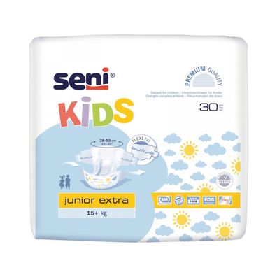 Seni Kids Junior Extra Inkontinenzhosen, 15+ kg - 30 Stück | Packung (30 Stück)